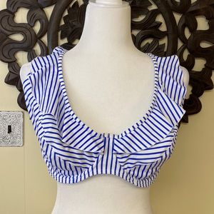 Freya Blue and White Striped Bikini Top